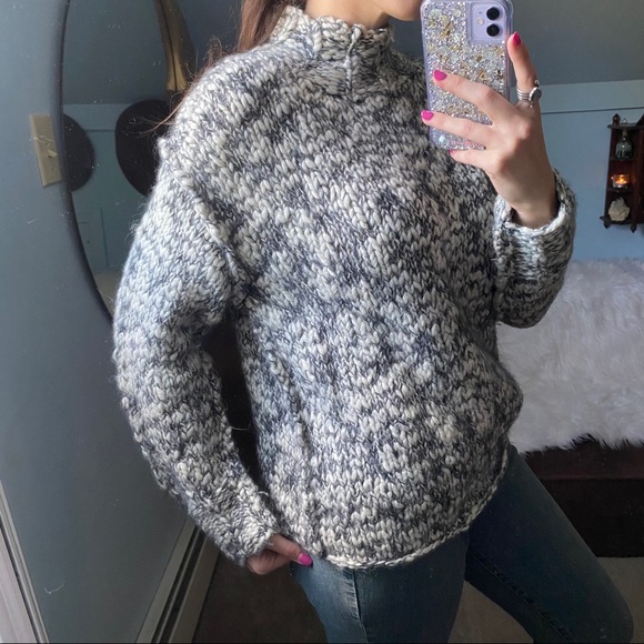 Vintage Chunky Hand Knit Mock Neck Sweater - Picture 15 of 16